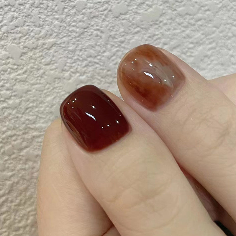 Amber Marble - Handcrafted Tortoiseshell & Gold Leaf Press-On Nails