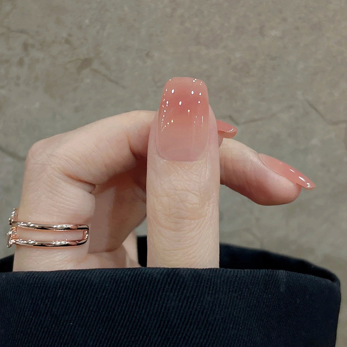 Peach Glazed - Handcrafted Milky Peach Jelly Ombré Press-On Nails