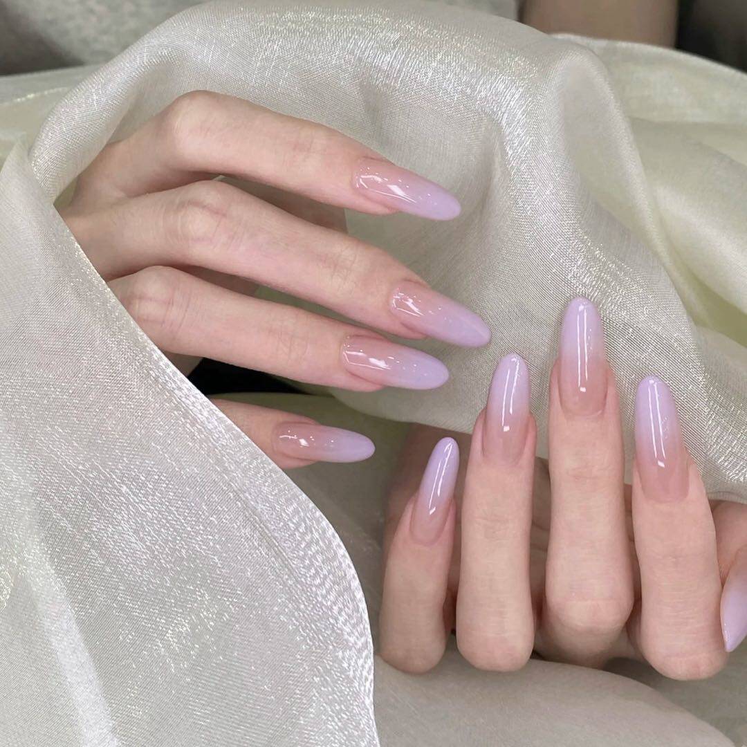 Peach Sunset Aura - Handcrafted Peach to Lavender Ombré Press-On Nails