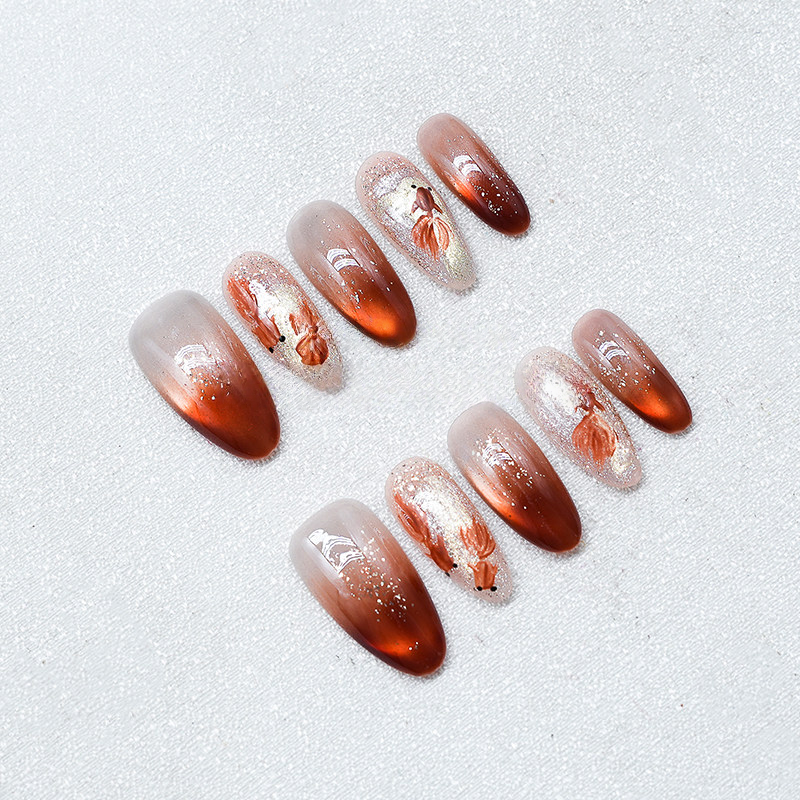 Fortune Koi - Handcrafted 3D Red Koi Fish Cat-Eye Press-On Nails