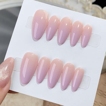 Peach Sunset Aura - Handcrafted Peach to Lavender Ombré Press-On Nails