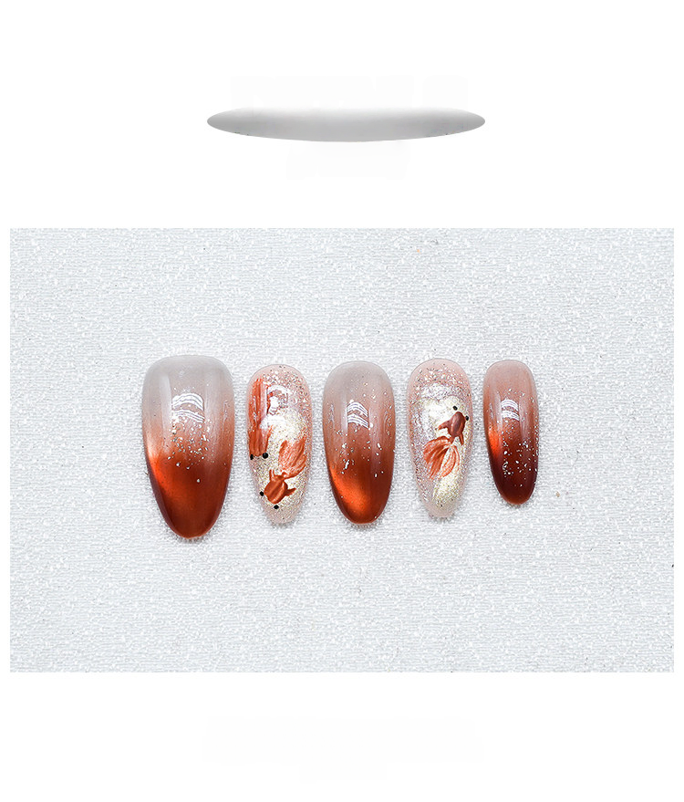 Fortune Koi - Handcrafted 3D Red Koi Fish Cat-Eye Press-On Nails