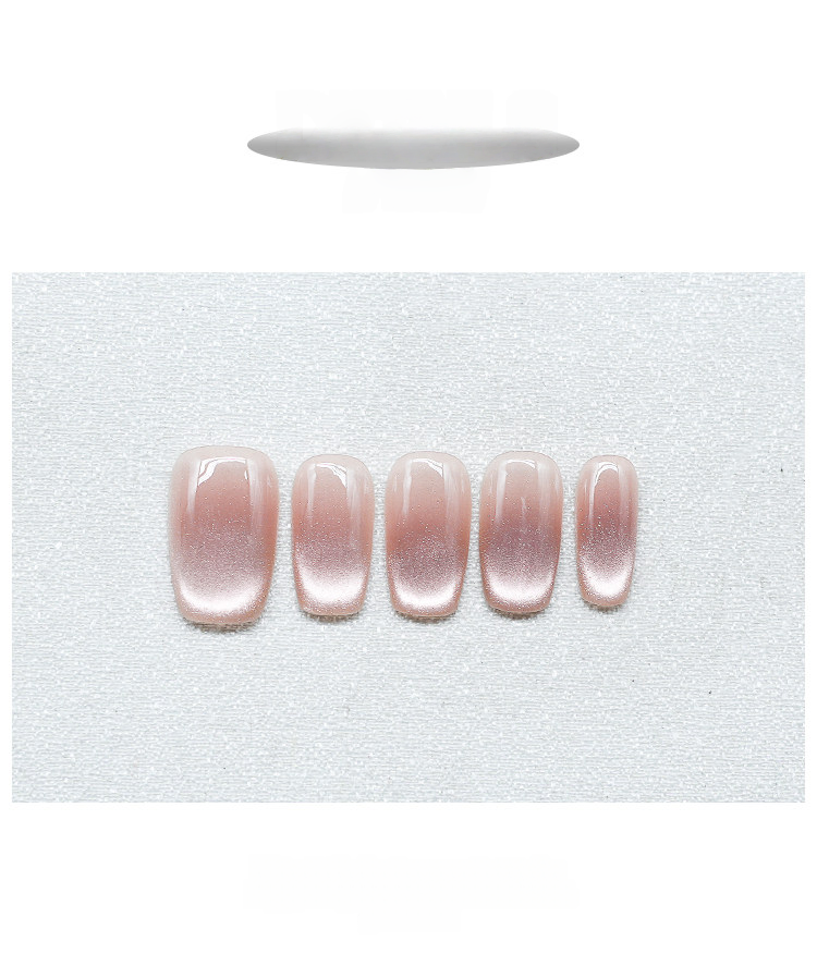 Pink Velvet - Handcrafted Sheer Nude Cat-Eye Press-On Nails