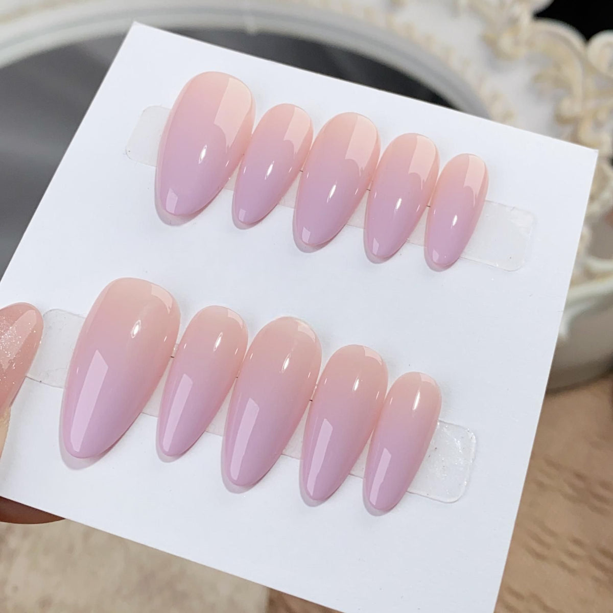Peach Sunset Aura - Handcrafted Peach to Lavender Ombré Press-On Nails
