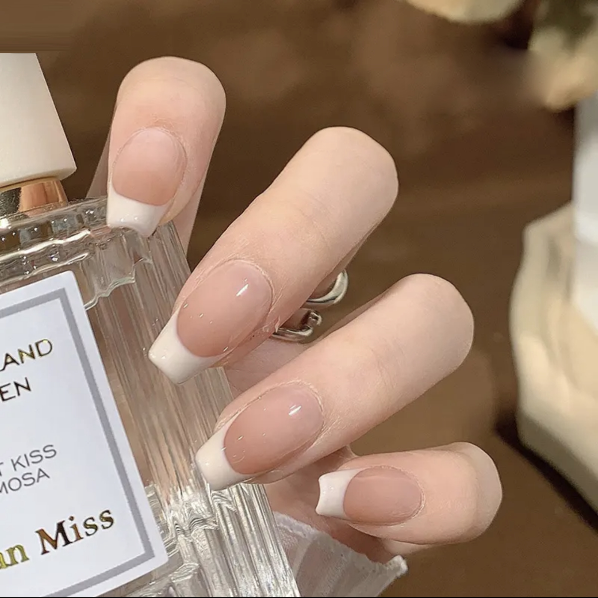 Classic Milky French - Handcrafted Translucent Nude & White French Tip Press-On Nails