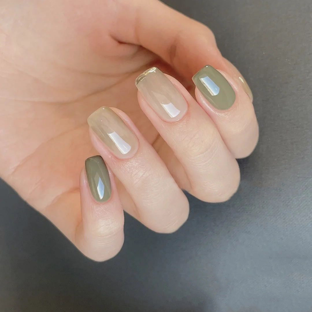 Matcha Jade Glam - Handcrafted Sage Green & Jade Marble Press-On Nails