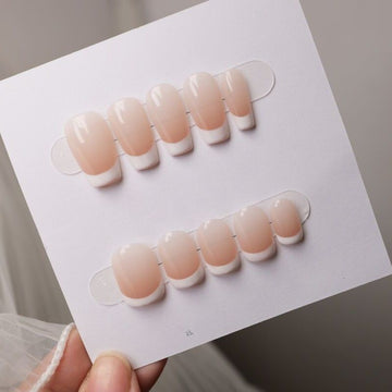 Classic Milky French - Handcrafted Translucent Nude & White French Tip Press-On Nails