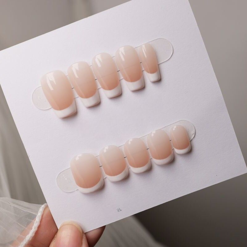 Classic Milky French - Handcrafted Translucent Nude & White French Tip Press-On Nails