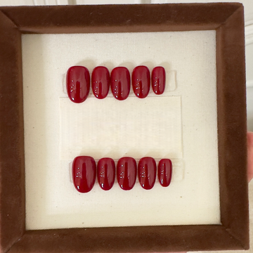 Crimson Velvet - Handcrafted Classic Red Polish Press-On Nails