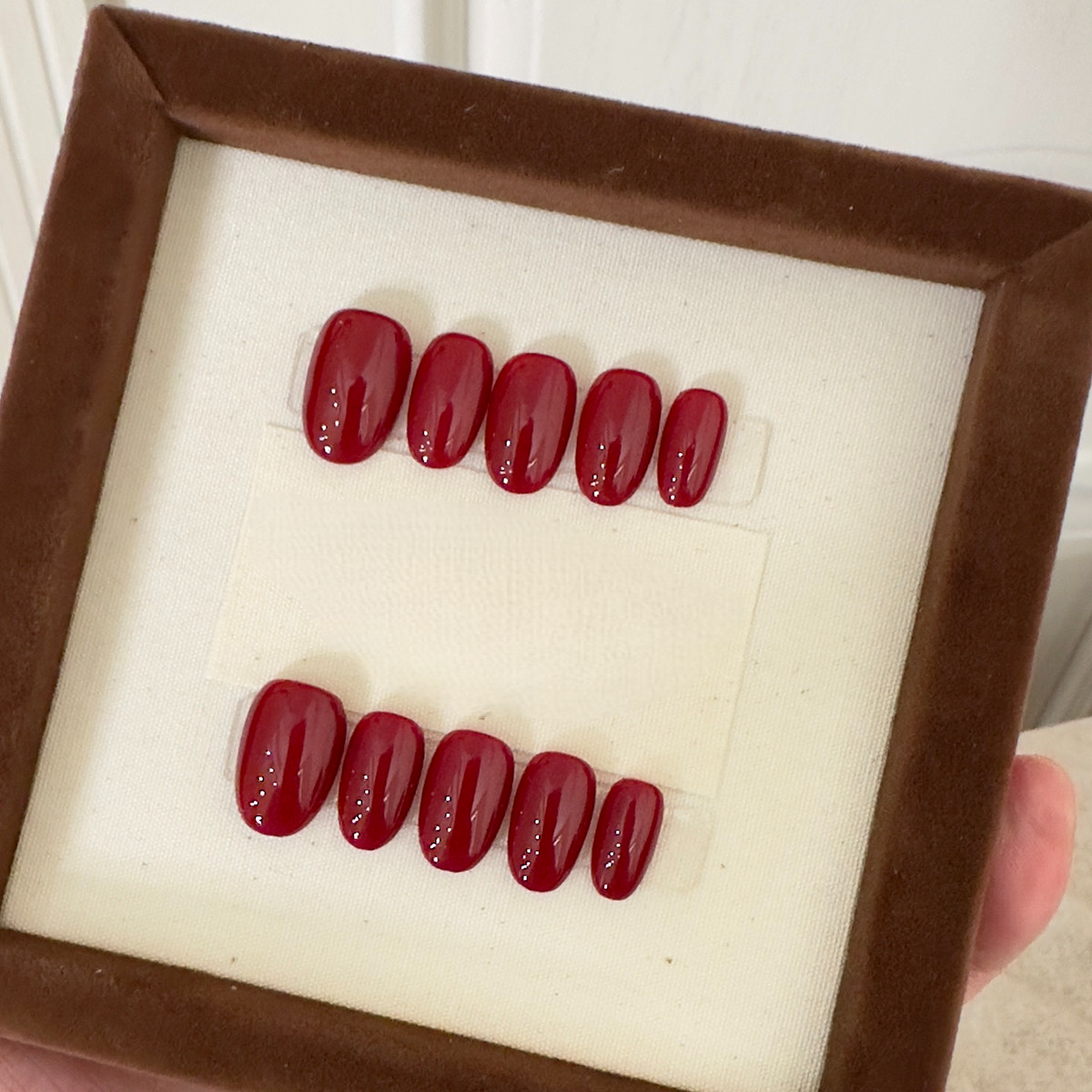 Crimson Velvet - Handcrafted Classic Red Polish Press-On Nails