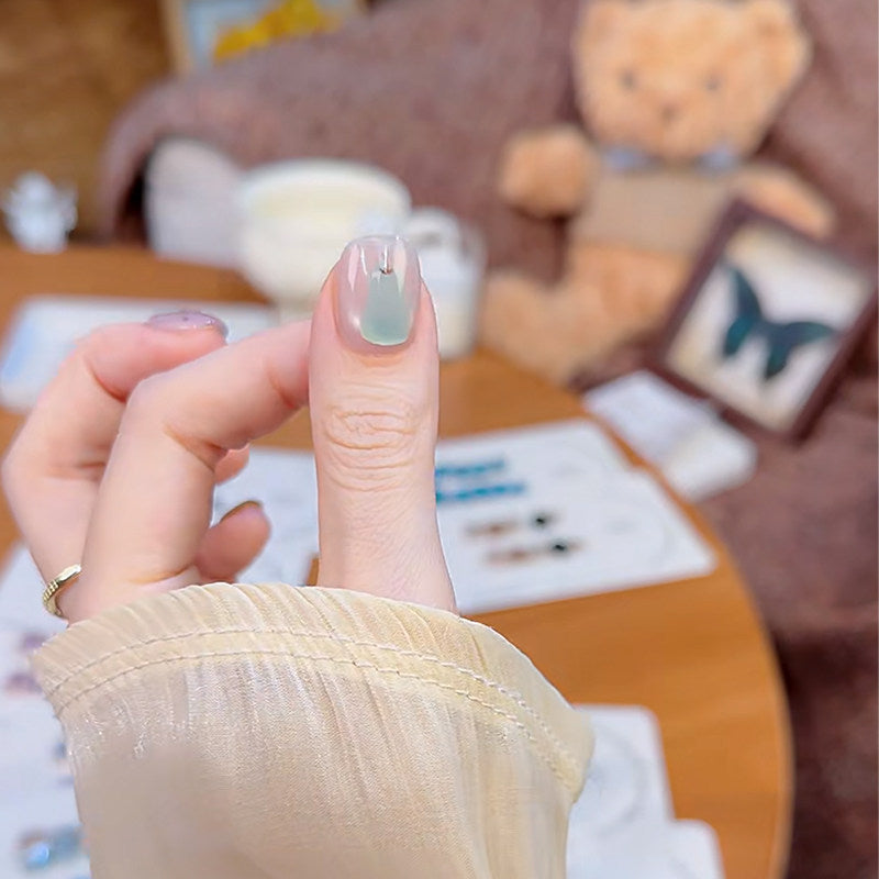 Doodle Bows & Gingham - Handcrafted Y2K Celestial & Cat-Eye Press-On Nails