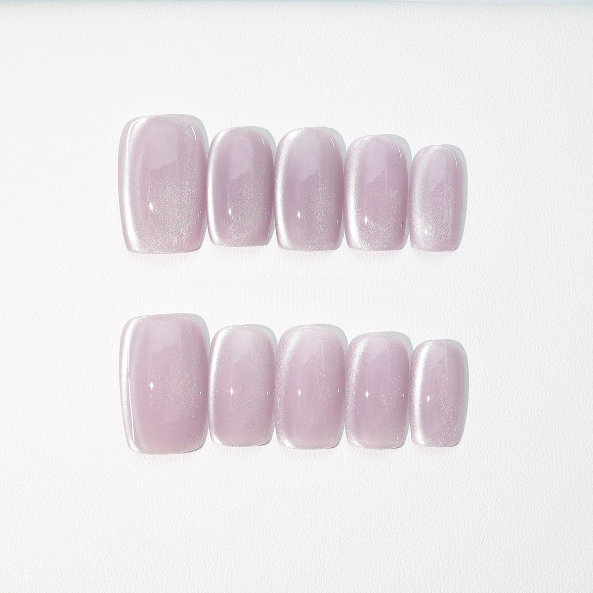 Blush Rose Velvet Cat-Eye - Handcrafted Soft Pink & Silver Magnetic Press-On Nails