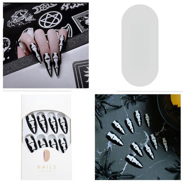 Skeleton Bones - Handcrafted Black & White Skeleton Finger Press-On Nails