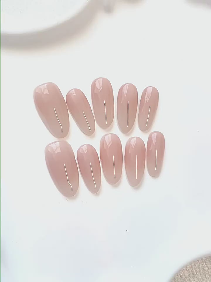 Velvet Blush - Handcrafted Milky Nude Glaze Press-On Nails