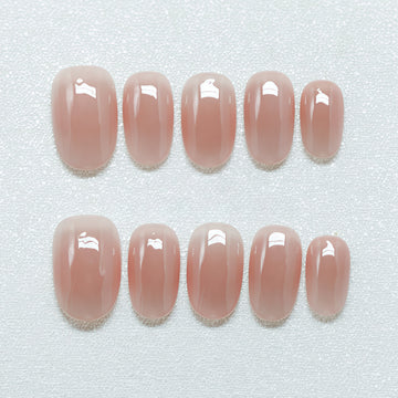 Velvet Blush - Handcrafted Milky Nude Glaze Press-On Nails