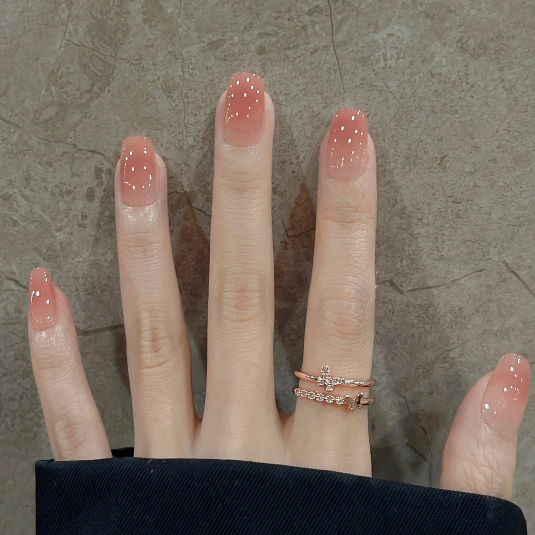 Peach Glazed - Handcrafted Milky Peach Jelly Ombré Press-On Nails