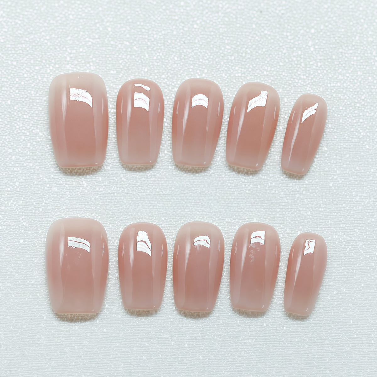 Velvet Blush - Handcrafted Milky Nude Glaze Press-On Nails