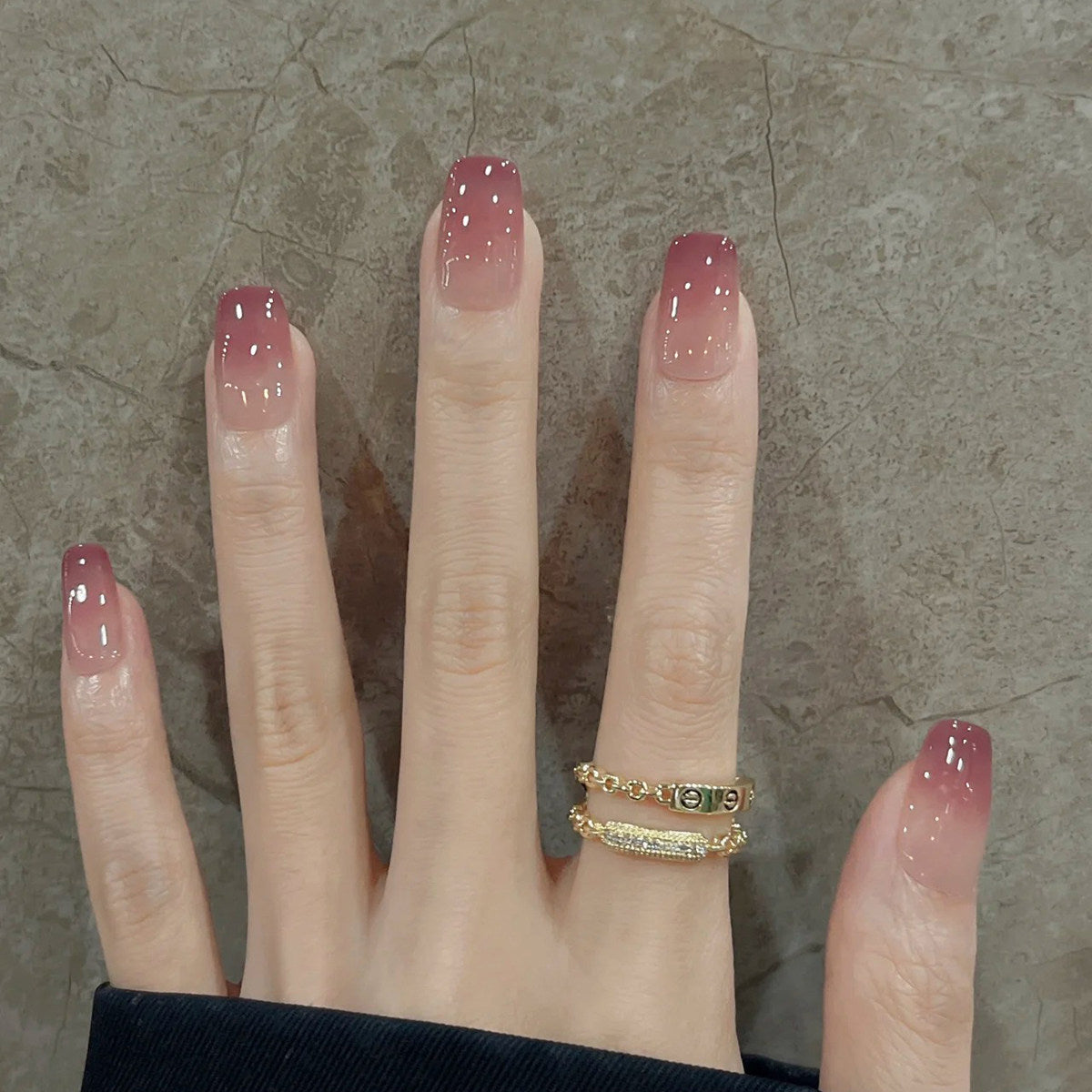 Berry Velvet - Handcrafted Berry Rose Cat-Eye Ombré Press-On Nails