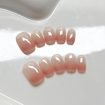 Peach Glazed - Handcrafted Milky Peach Jelly Ombré Press-On Nails