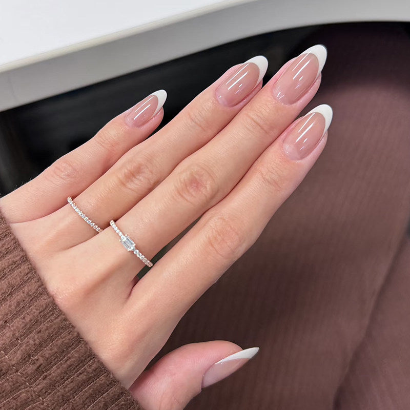 Classic Sheer French Tip - Handcrafted Jelly Nude & White Smile Line Press-On Nails
